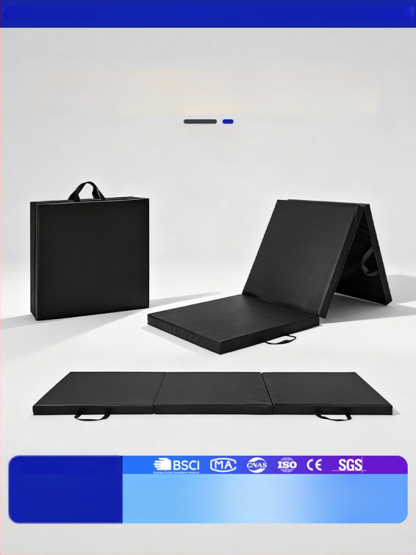 Sulankstomas fitneso kilimėlis su sutirštinta kempine ir drobės danga, tinka pilvo presui, kalistenijai, šokių treniruotėms ir namų mankštoms (1 vnt.)