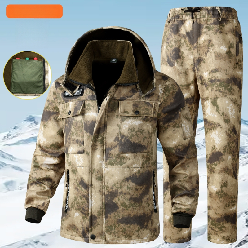 Kamufliažinės darbo aprangos komplektas su fliso pamušalu žiemai-rudenai, poliesteris, šilta ir atspari dėvėjimuisi, unisex