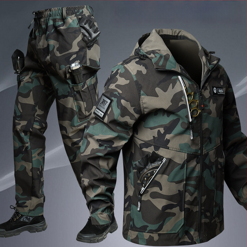 Unisex Darbo drabužių komplektas su kamufliažu, cheminių pluoštų mišinys, kvėpuojantis, atsparus dėvėjimuisi, pavasaris–ruduo