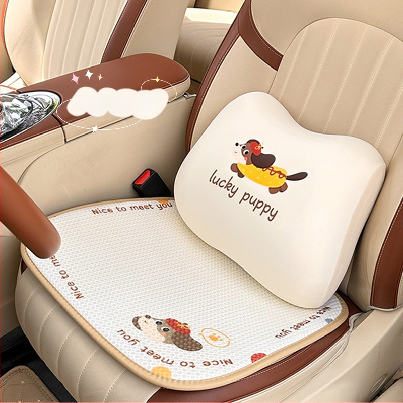 Automobilio sėdynės pagalvėlė - visiems sezonams, mielas animacinis stilius, kvėpuojanti, paviršius Ice Silk, užpildas kempinė, plokščias stilius