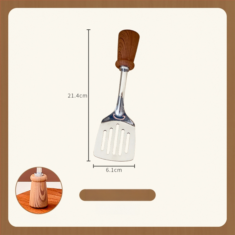 Virtuvės špatučių rinkinys su imitacine medžio rankena (Prekės ženklas: Platinum; Medžiaga: 201+410+PP; Funkcija: neprilimpančios paviršius; Stilius: senovinis, retro)