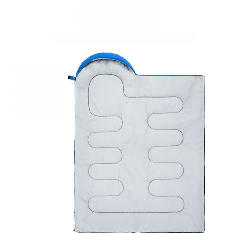 Ümbrise-tüüpi magamiskott täiskasvanutele, kogu aasta kasutamiseks, tühja puuvillase täidisega, polüester vooder, polüester-siinise materjal, kaal 2,5 kg