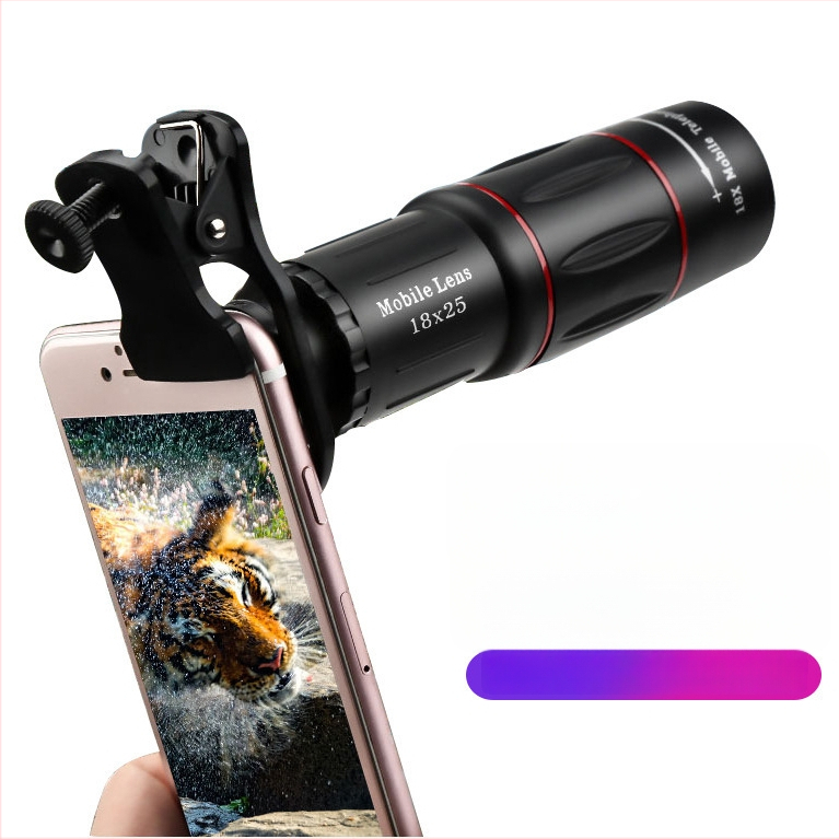 18x monokuliarus teleskopas koncertams ir lauko mobiliąjai fotografijai – išorinis ilgojo fokusavimo objektyvas