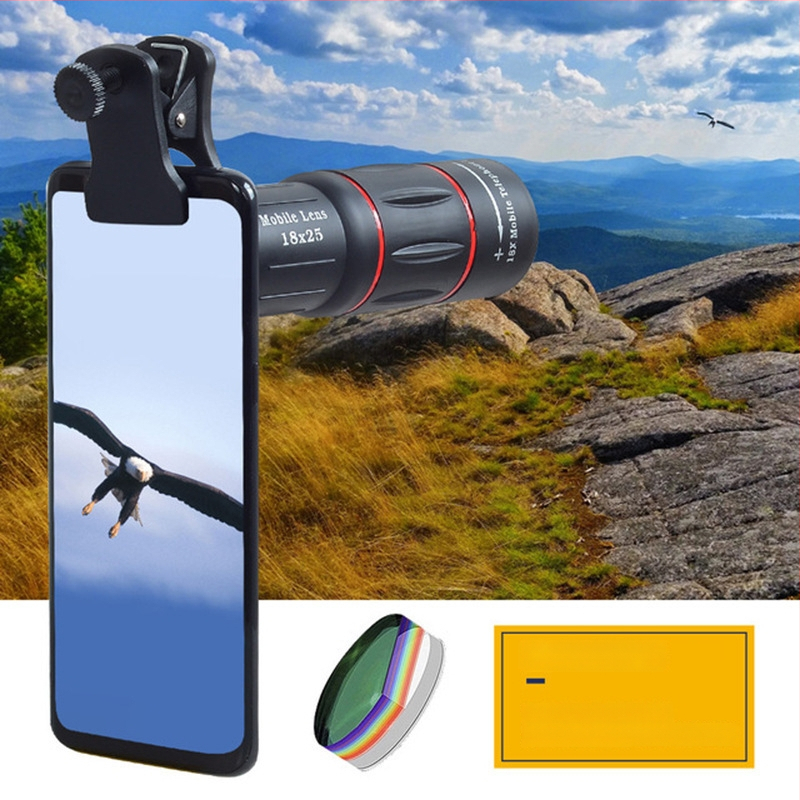 18x monokuliarus teleskopas koncertams ir lauko mobiliąjai fotografijai – išorinis ilgojo fokusavimo objektyvas