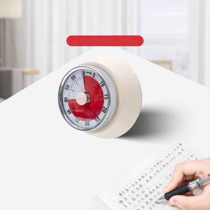 Cronometru vizual mecanic cu montaj magnetic pentru bucătărie și studiu – carcasă rotundă din ABS, acționare manuală, afișaj cu indicator, cronometru