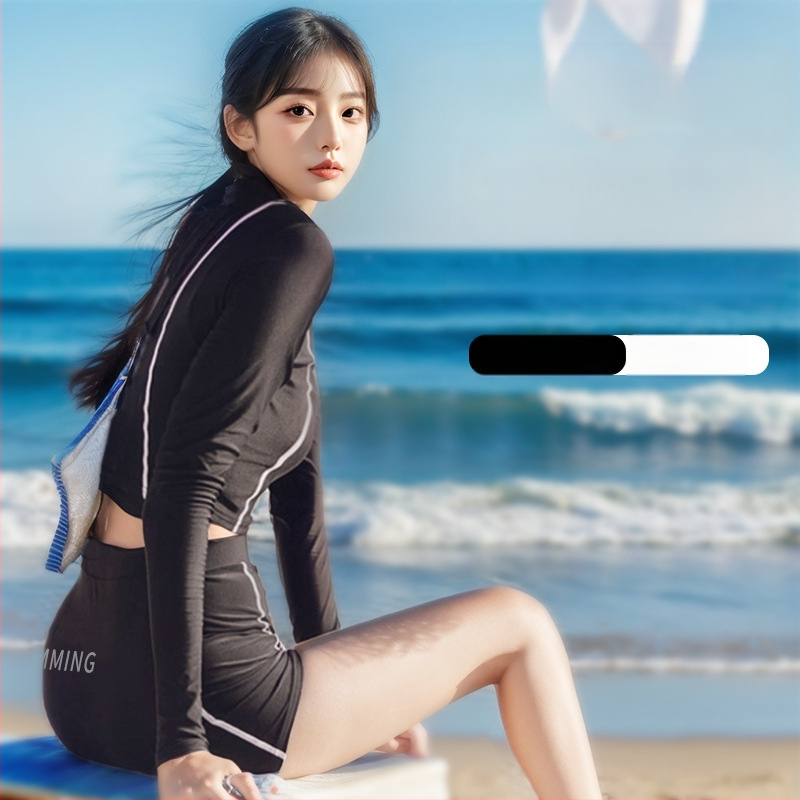 Dámske dvojdielne plavky s dlhým rukávom, rýchloschnúce, s vypchávkou na hrudi, 88% polyester