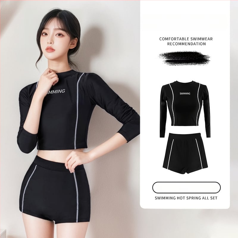 Dámske dvojdielne plavky s dlhým rukávom, rýchloschnúce, s vypchávkou na hrudi, 88% polyester