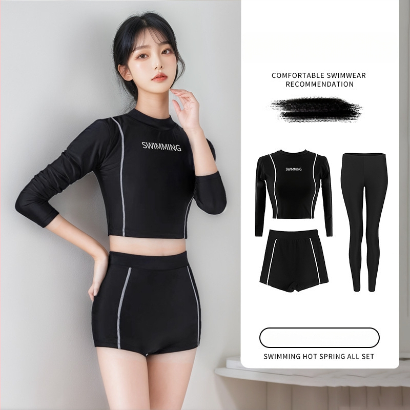 Dámske dvojdielne plavky s dlhým rukávom, rýchloschnúce, s vypchávkou na hrudi, 88% polyester