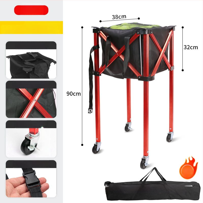 Sklopný tenisový vozík z hliníkovej zliatiny, košík na loptičky z Oxford textílie a zberač loptičiek