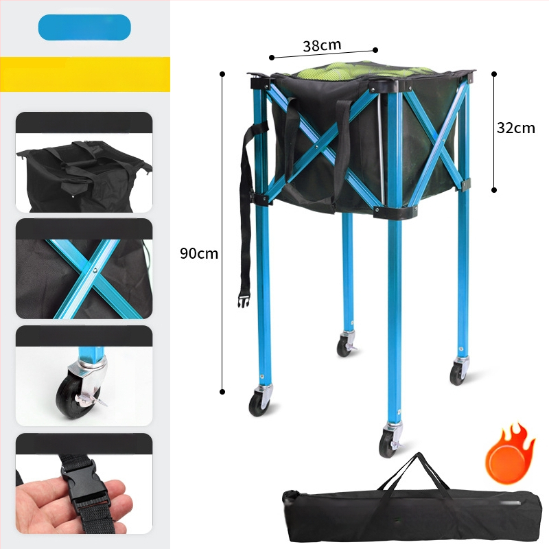 Sklopný tenisový vozík z hliníkovej zliatiny, košík na loptičky z Oxford textílie a zberač loptičiek