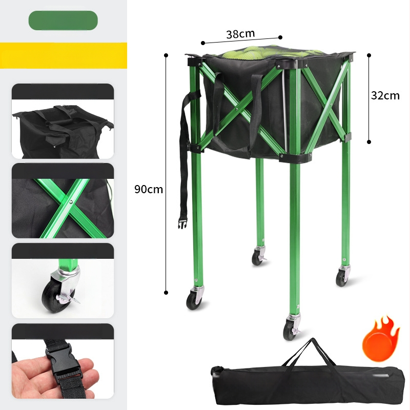 Sklopný tenisový vozík z hliníkovej zliatiny, košík na loptičky z Oxford textílie a zberač loptičiek