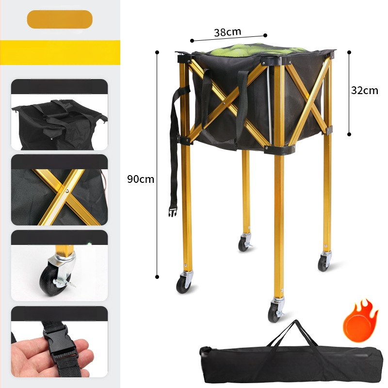 Sklopný tenisový vozík z hliníkovej zliatiny, košík na loptičky z Oxford textílie a zberač loptičiek