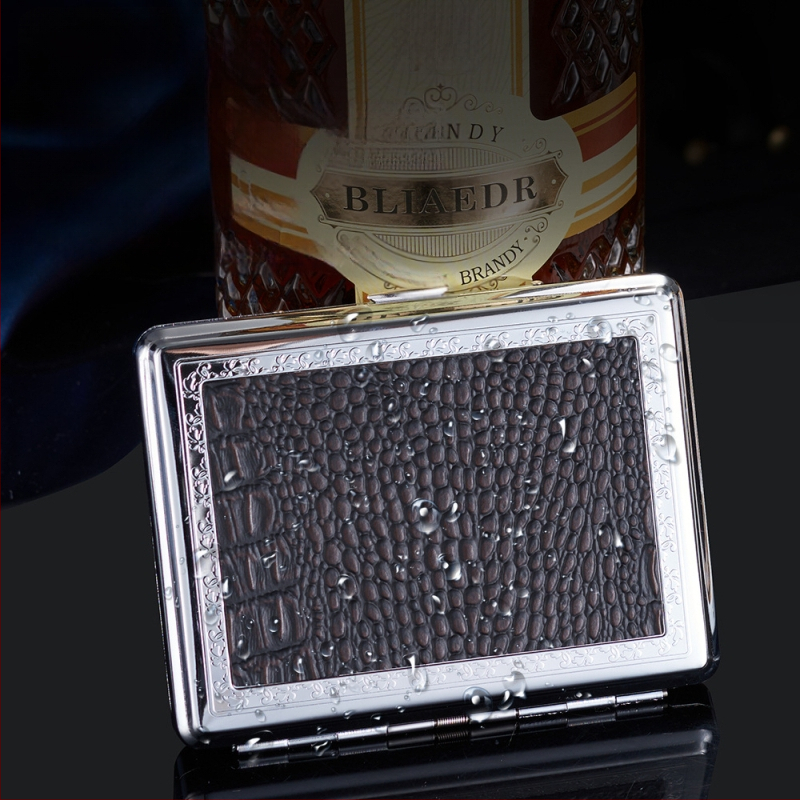 Metāla cigarešu kārba, moderns vienkāršs stils; pielāgošana pieejama; logotipa drukāšana iespējama; izcelsme Zhejiang.