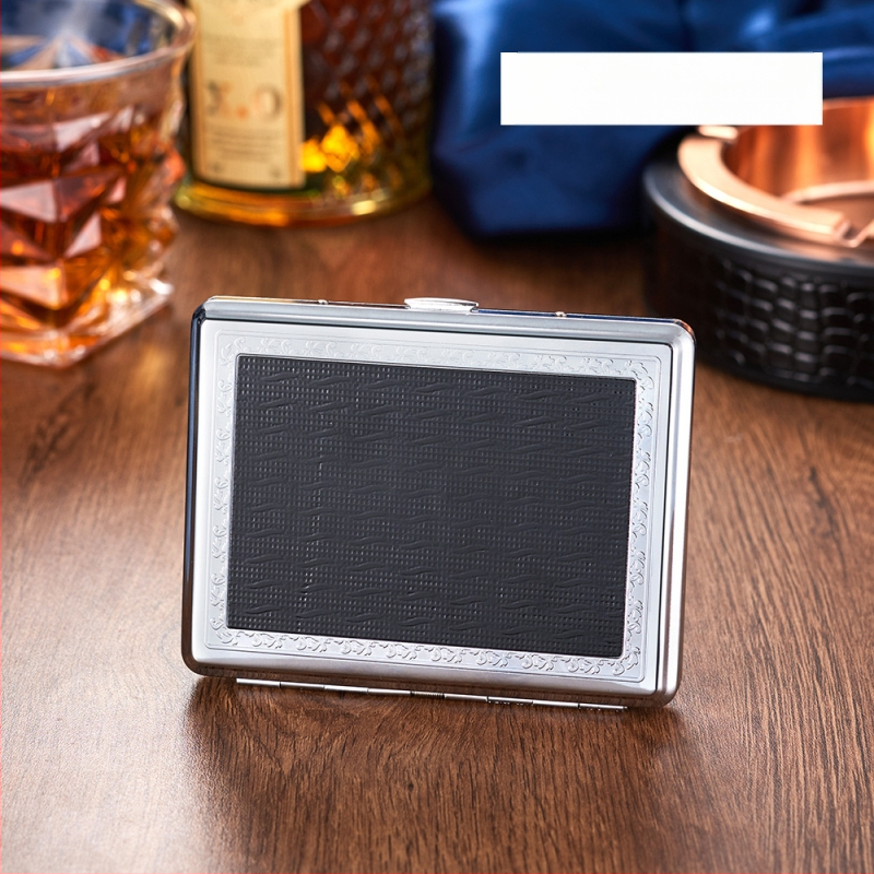 Metāla cigarešu kārba, moderns vienkāršs stils; pielāgošana pieejama; logotipa drukāšana iespējama; izcelsme Zhejiang.