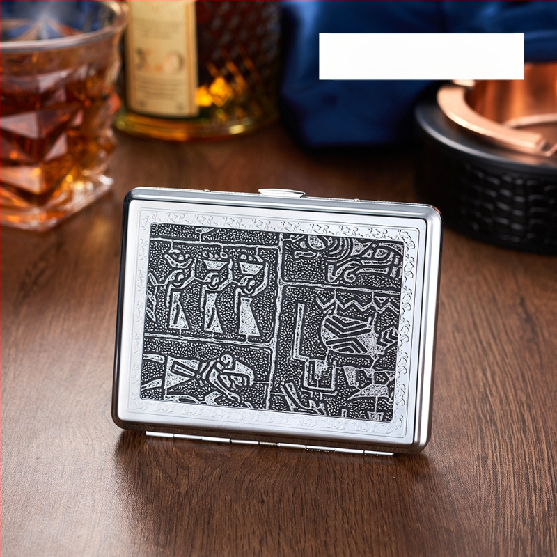 Metāla cigarešu kārba, moderns vienkāršs stils; pielāgošana pieejama; logotipa drukāšana iespējama; izcelsme Zhejiang.