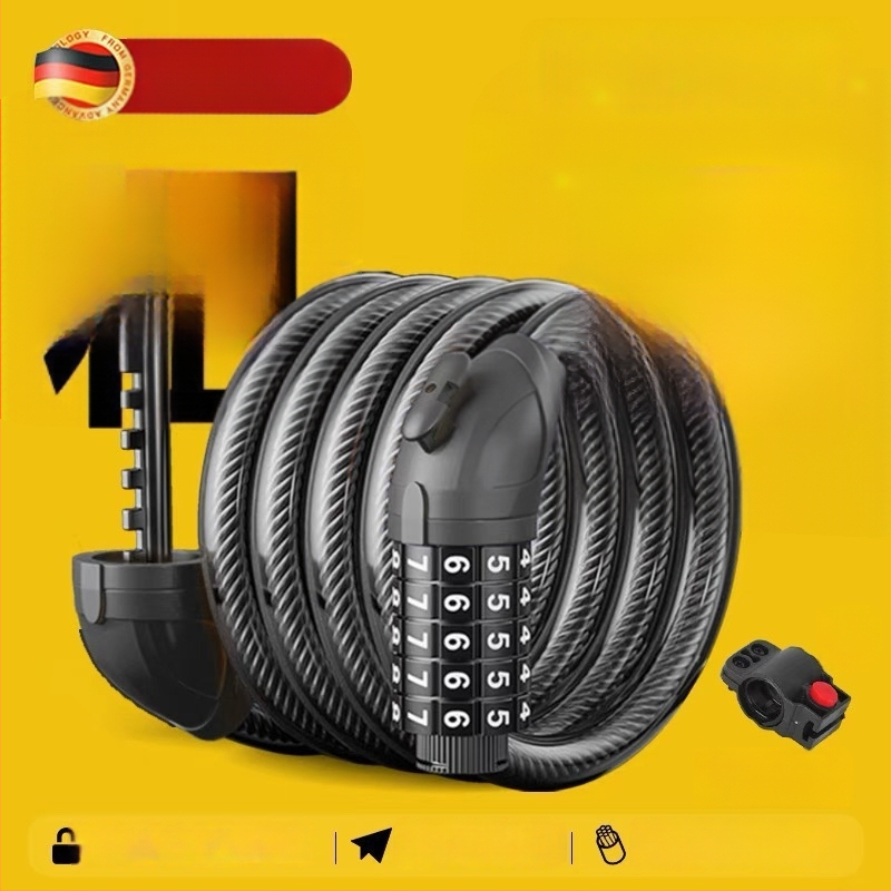 Dviračių užraktas su slaptažodžio apsauga ir plieno kabeliu, nešiojamas, specializuotas (Modelis: 1; Prekės kodas: wjbRnrzX; Medžiaga: PP)