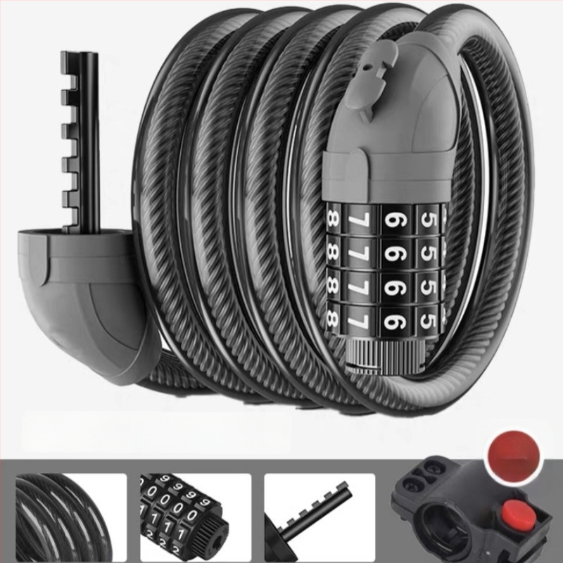 Dviračių užraktas su slaptažodžio apsauga ir plieno kabeliu, nešiojamas, specializuotas (Modelis: 1; Prekės kodas: wjbRnrzX; Medžiaga: PP)