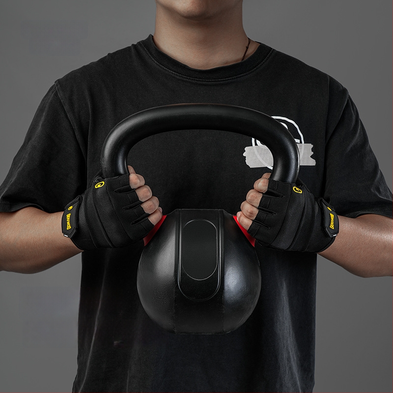 Puspirštinės rankšluos svorių kilnojimui - poliesterio pluošto delno apsauga, neslidžios, atsparios dėvėjimui, suaugusiems