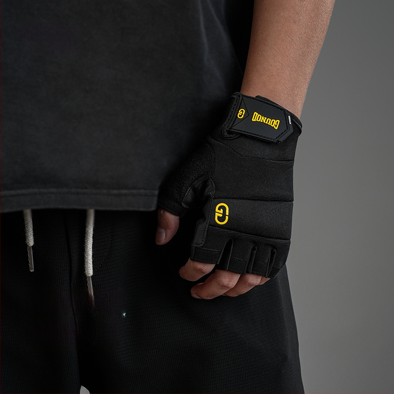 Puspirštinės rankšluos svorių kilnojimui - poliesterio pluošto delno apsauga, neslidžios, atsparios dėvėjimui, suaugusiems