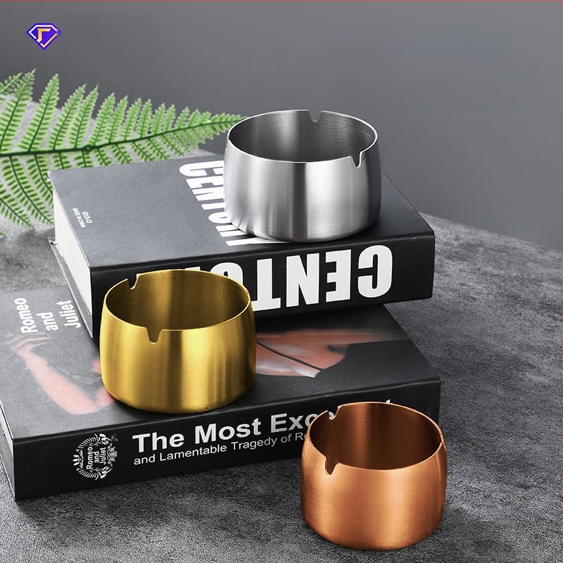 Ανοξείδωτο τασάκι με παχύτερο σχέδιο αντοχής στον άνεμο - εκτύπωση λογότυπου, επαναχρησιμοποιήσιμο, μοντέρνο μινιμαλιστικό στυλ