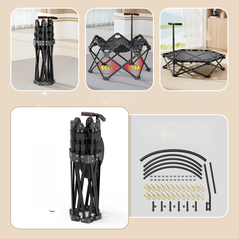 JOY JUMP Huaye-BC01 Saliekams sešstūrains iekšējais batuts bērniem ar regulējamu virsmu; materiāli: dzelzs, PP, neilons, ABS, PVC