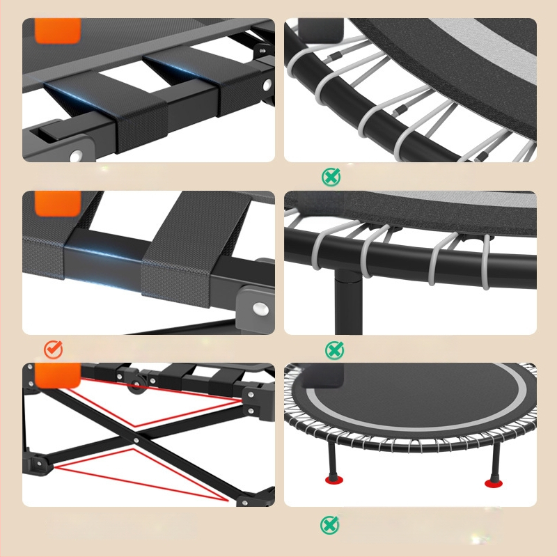 JOY JUMP Huaye-BC01 Saliekams sešstūrains iekšējais batuts bērniem ar regulējamu virsmu; materiāli: dzelzs, PP, neilons, ABS, PVC