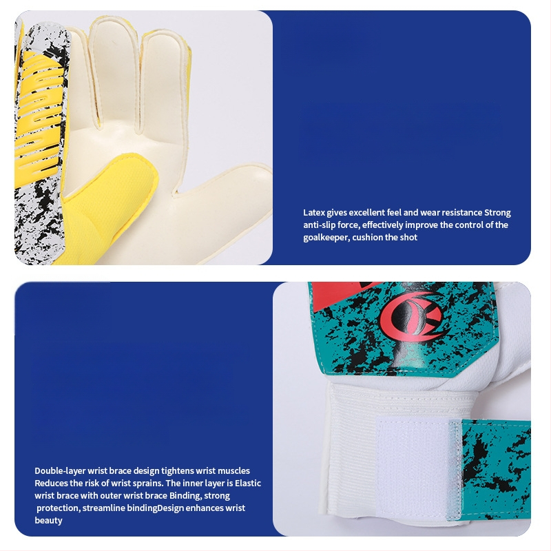 Jalgpalli väravavahi kindad, lateks, paksenenud pealmine kiht, sõrmede kaitse, treeninguks, kohandatavad, kaubamärk Dazzle Force