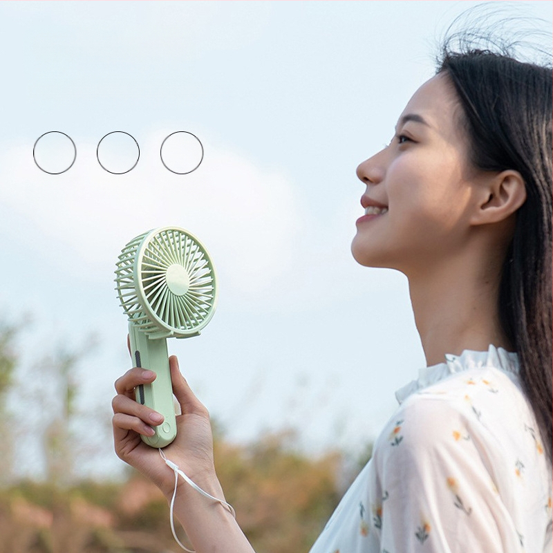 Rankinis USB ventiliatorius, sulankstomas nešiojamas mini stalinis ventiliatorius, bešepakaitos variklis, 5V/2W, įmontuota 1200mAh baterija, 3 greičiai, veikimo laikas 3–6 val