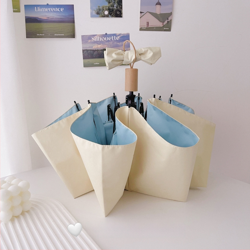 Automatinis sulankstomas moterų saulės skėtis su 8 šereliais, 190T audinys, plieninis kotas, guminė rankena, UPF50+ UV apsauga, vėjo ir lietaus atsparus