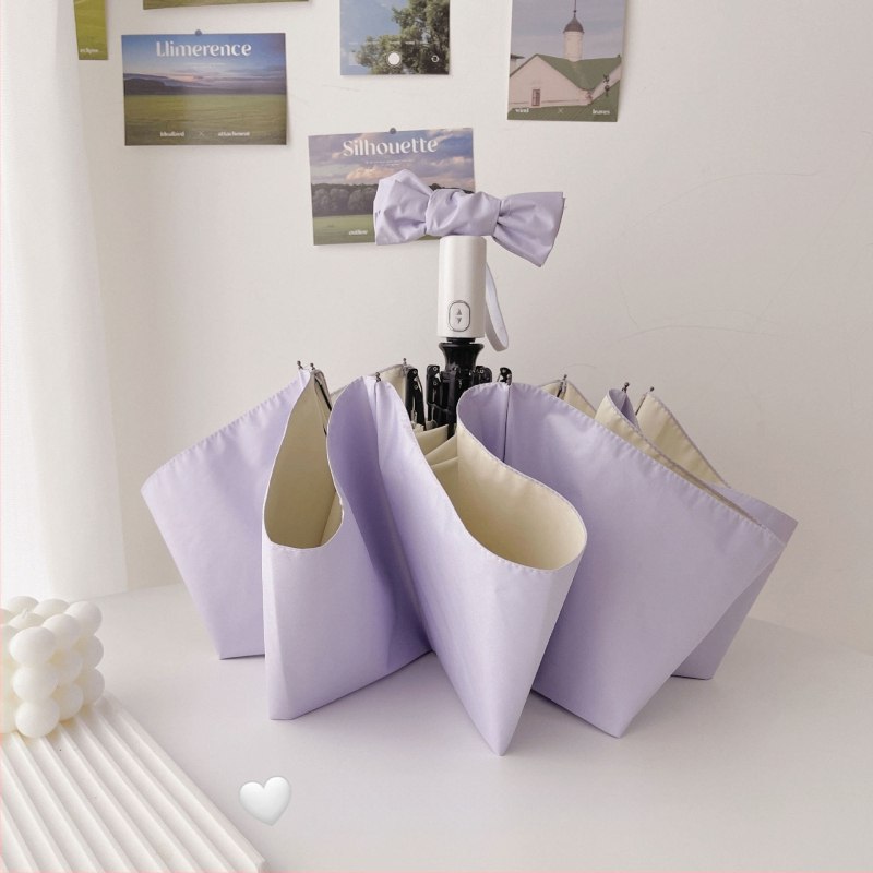 Automatinis sulankstomas moterų saulės skėtis su 8 šereliais, 190T audinys, plieninis kotas, guminė rankena, UPF50+ UV apsauga, vėjo ir lietaus atsparus