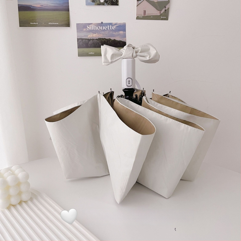 Automatinis sulankstomas moterų saulės skėtis su 8 šereliais, 190T audinys, plieninis kotas, guminė rankena, UPF50+ UV apsauga, vėjo ir lietaus atsparus