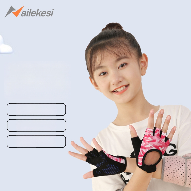 Vaikų delno apsauginės pirštinės dviračių sportui ir tinkliniam volejbolui – poliesterio pluoštas, delno apsauga