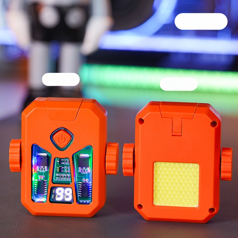 Honglin Mecha stila divloka uzlādes aizdedzinātājs ar LED lampu - metāls, butāns - dāvana draugam