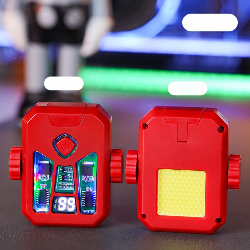 Honglin Mecha stila divloka uzlādes aizdedzinātājs ar LED lampu - metāls, butāns - dāvana draugam