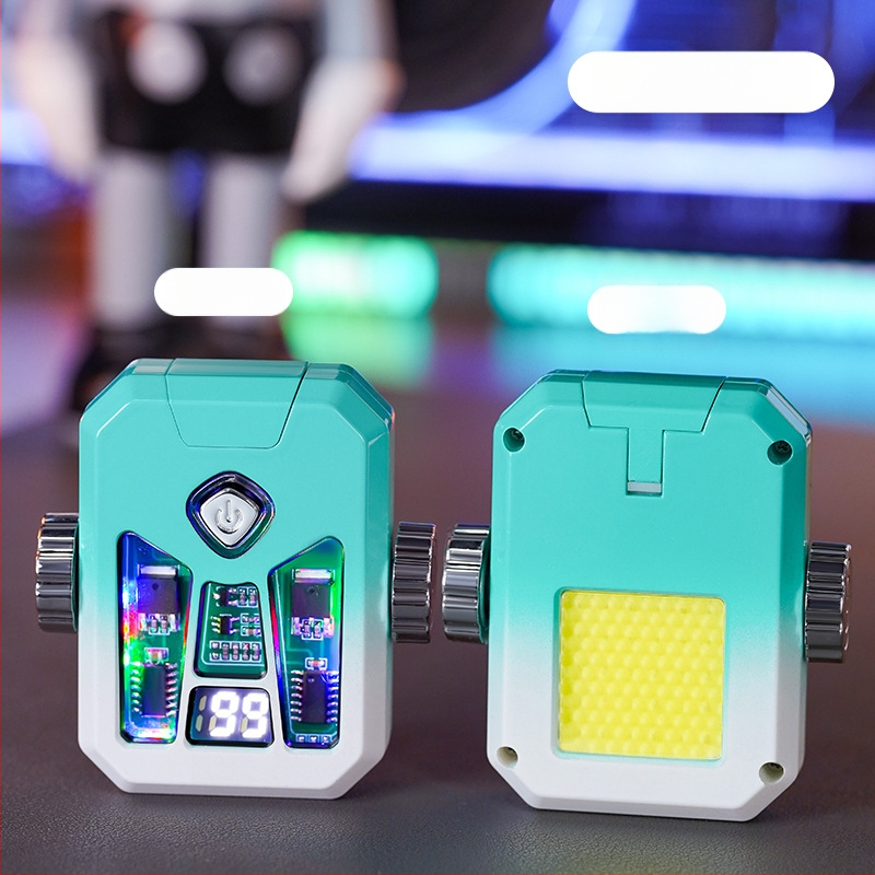 Honglin Mecha stila divloka uzlādes aizdedzinātājs ar LED lampu - metāls, butāns - dāvana draugam