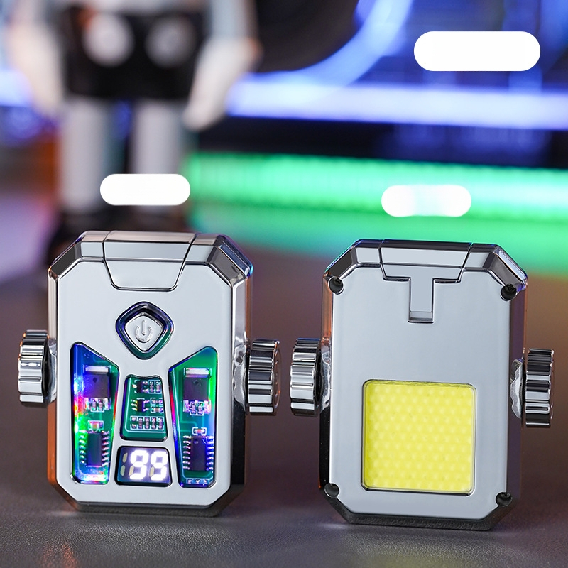 Honglin Mecha stila divloka uzlādes aizdedzinātājs ar LED lampu - metāls, butāns - dāvana draugam