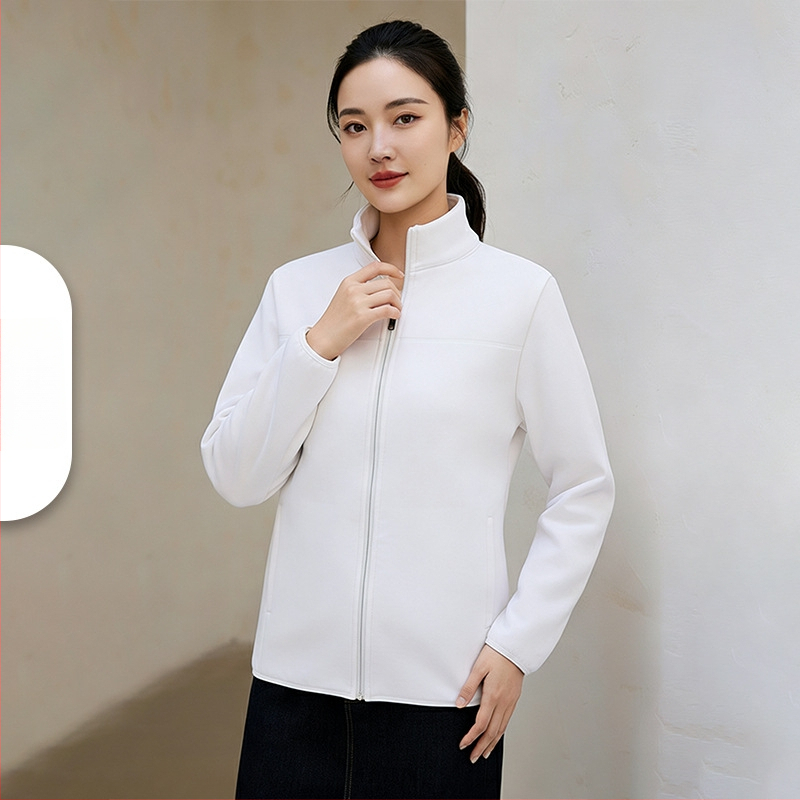 Naistele fliisvooderiga pusa stand-up krae, lukuga, paks polüester-elastaan kangas