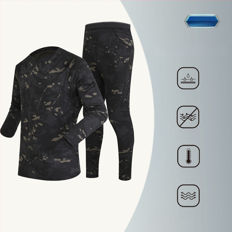 Taktiškas fliso termo apatinių komplektas – cheminiai pluoštai, Rusijos kamufliažo raštas, kvėpuojantis, šiltas, drėgmės šalinimas