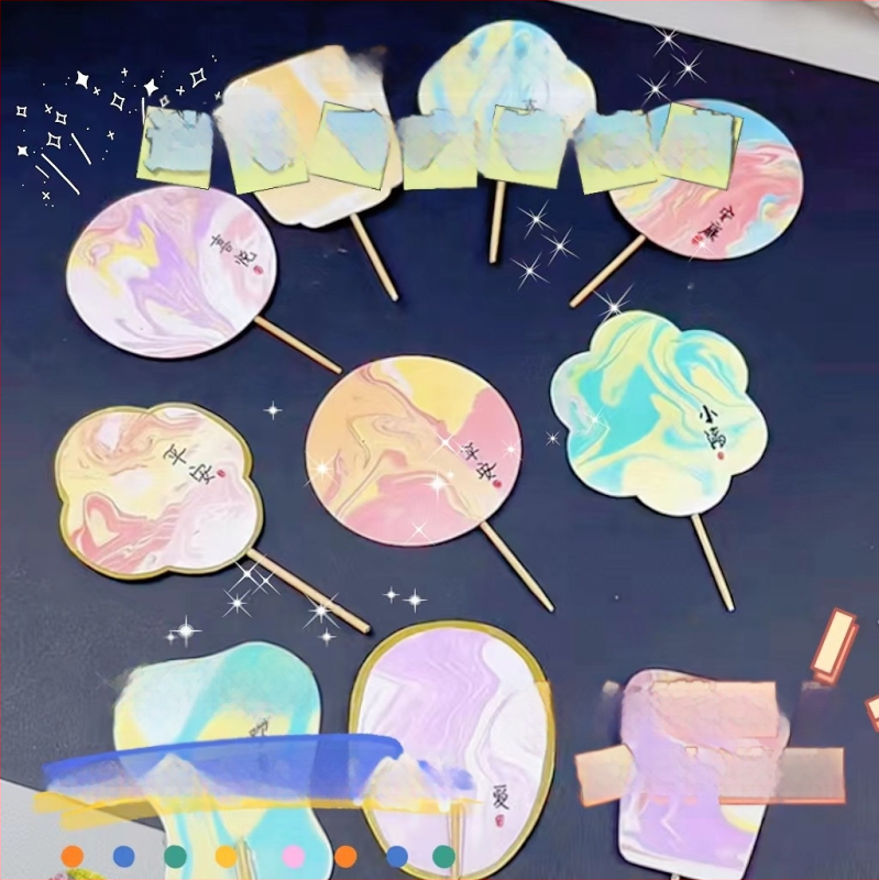 Apvalus lakavotas ventiliatorius - rankų darbo, DIY marmorinė, Baize, kartonas, modelis SZ00124, paprastas modernus stilius, nešiojamas, studentams