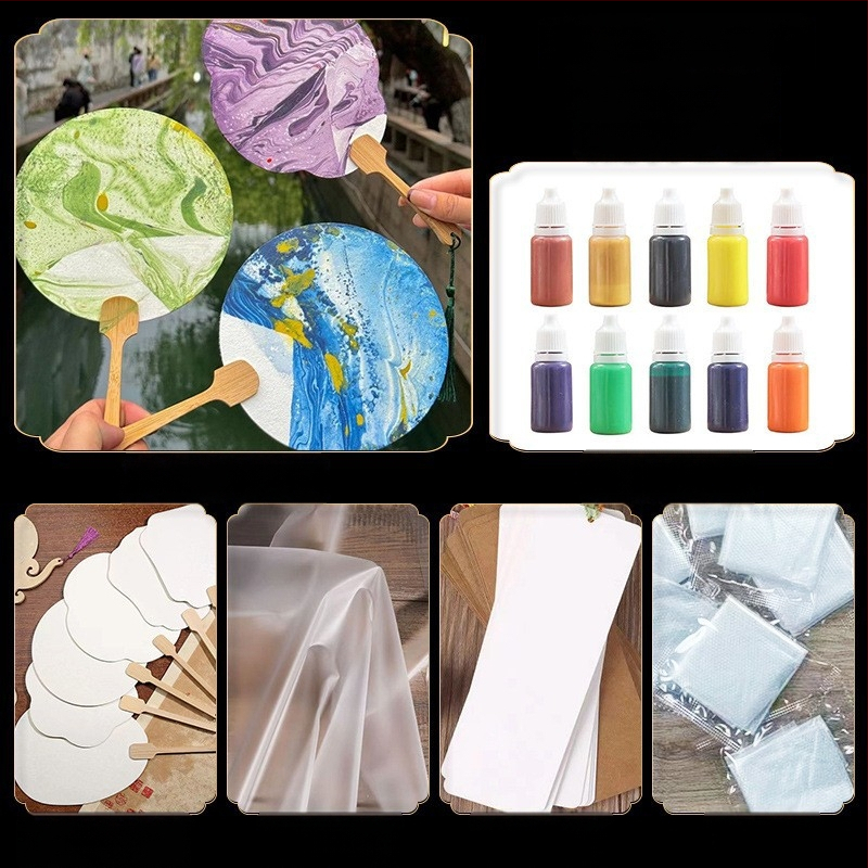 Apvalus lakavotas ventiliatorius - rankų darbo, DIY marmorinė, Baize, kartonas, modelis SZ00124, paprastas modernus stilius, nešiojamas, studentams