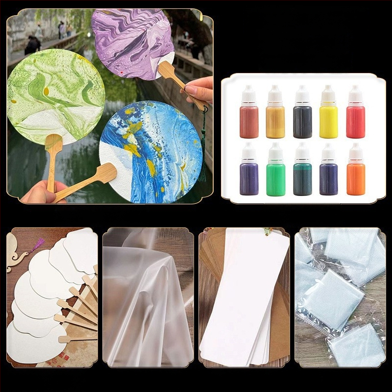 Apvalus lakavotas ventiliatorius - rankų darbo, DIY marmorinė, Baize, kartonas, modelis SZ00124, paprastas modernus stilius, nešiojamas, studentams