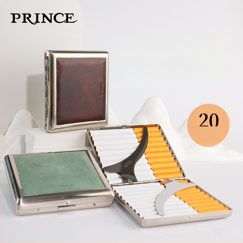 Prince Metāla cigarešu kārbiņa | Mūsdienīgs vienkāršs stils | Zīmols: Prince | Logotipa drukāšana: Jā | Iepakojums: 100 gab.