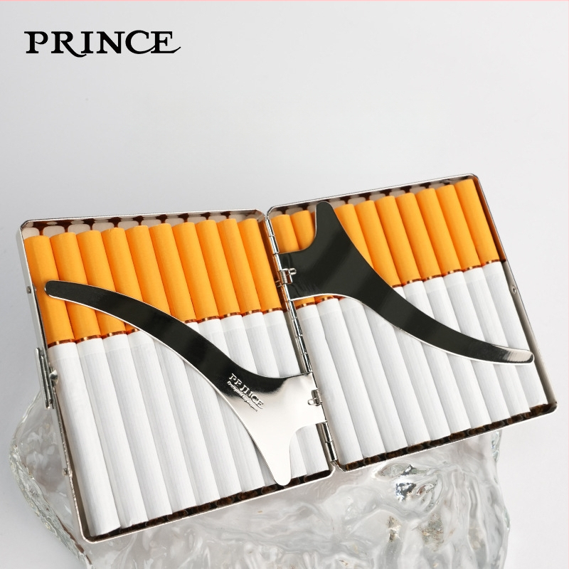 Prince Metāla cigarešu kārbiņa | Mūsdienīgs vienkāršs stils | Zīmols: Prince | Logotipa drukāšana: Jā | Iepakojums: 100 gab.