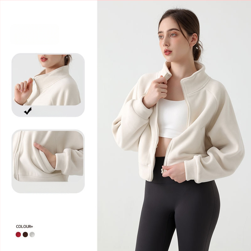 Moteriškas žiemos paltas su stovinčia kaklu, kišenėmis, Ori Velvet audinys