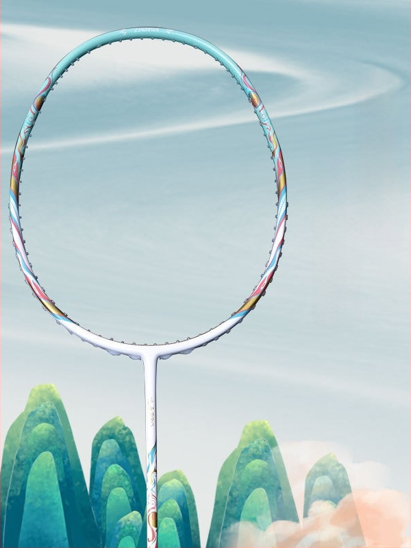 Badmintono raketė, anglies pluošto korpusas, universalus pradedantiesiems, tiesus kotas, svoris 75–79 g