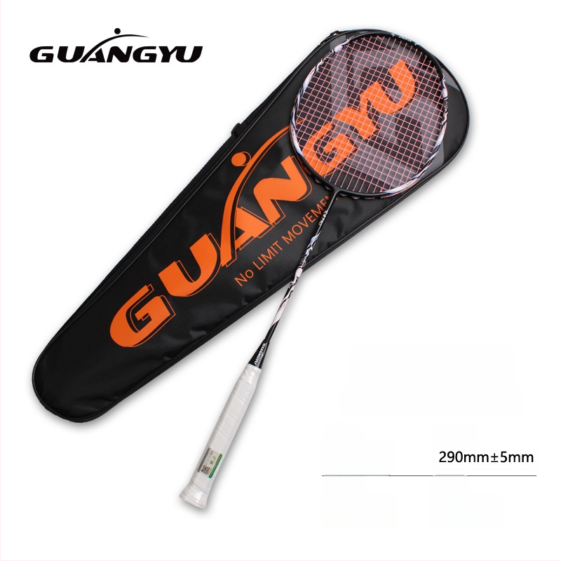 Badmintono raketė, anglies pluošto korpusas, universalus pradedantiesiems, tiesus kotas, svoris 75–79 g