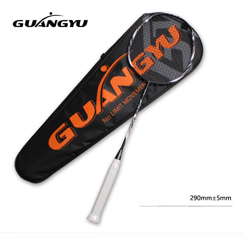 Badmintono raketė, anglies pluošto korpusas, universalus pradedantiesiems, tiesus kotas, svoris 75–79 g