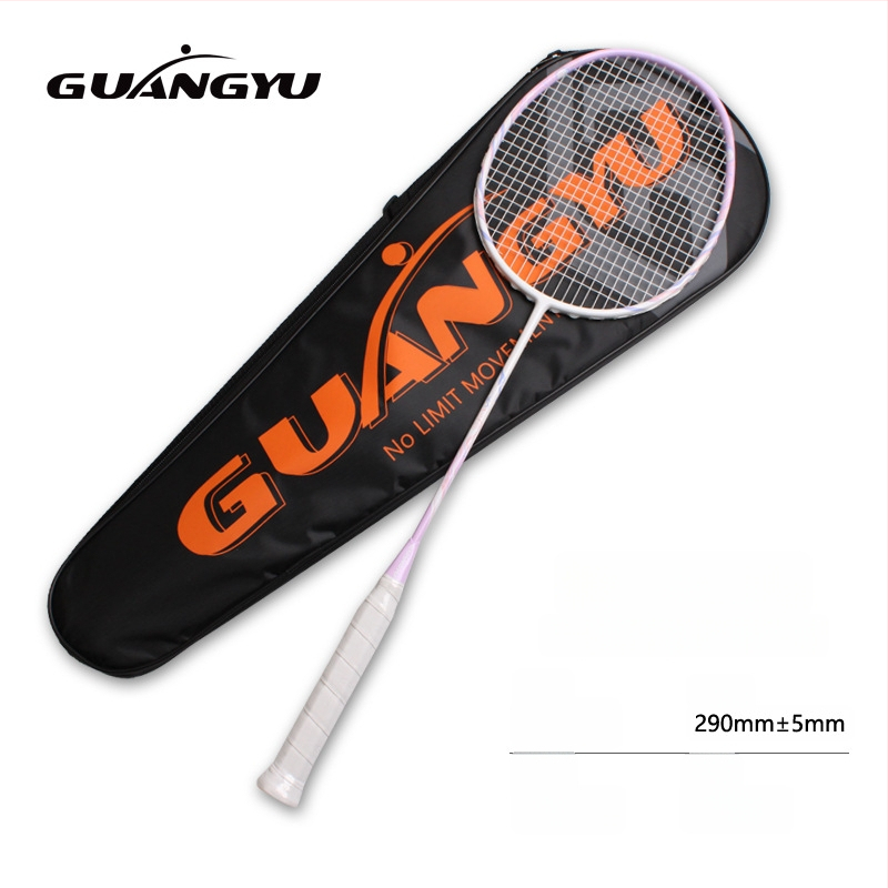 Badmintono raketė, anglies pluošto korpusas, universalus pradedantiesiems, tiesus kotas, svoris 75–79 g