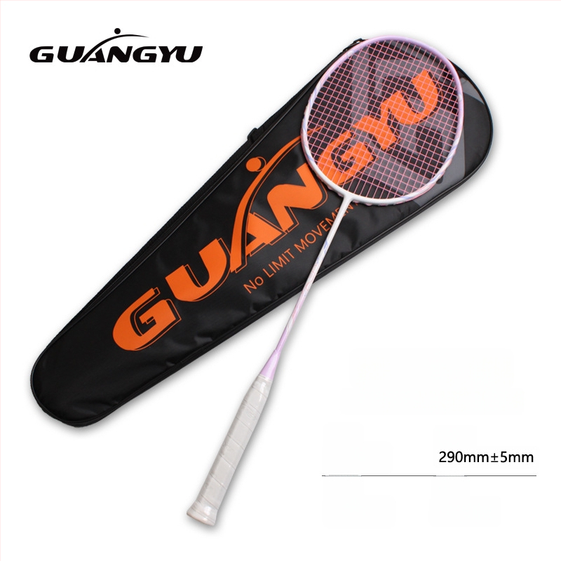 Badmintono raketė, anglies pluošto korpusas, universalus pradedantiesiems, tiesus kotas, svoris 75–79 g