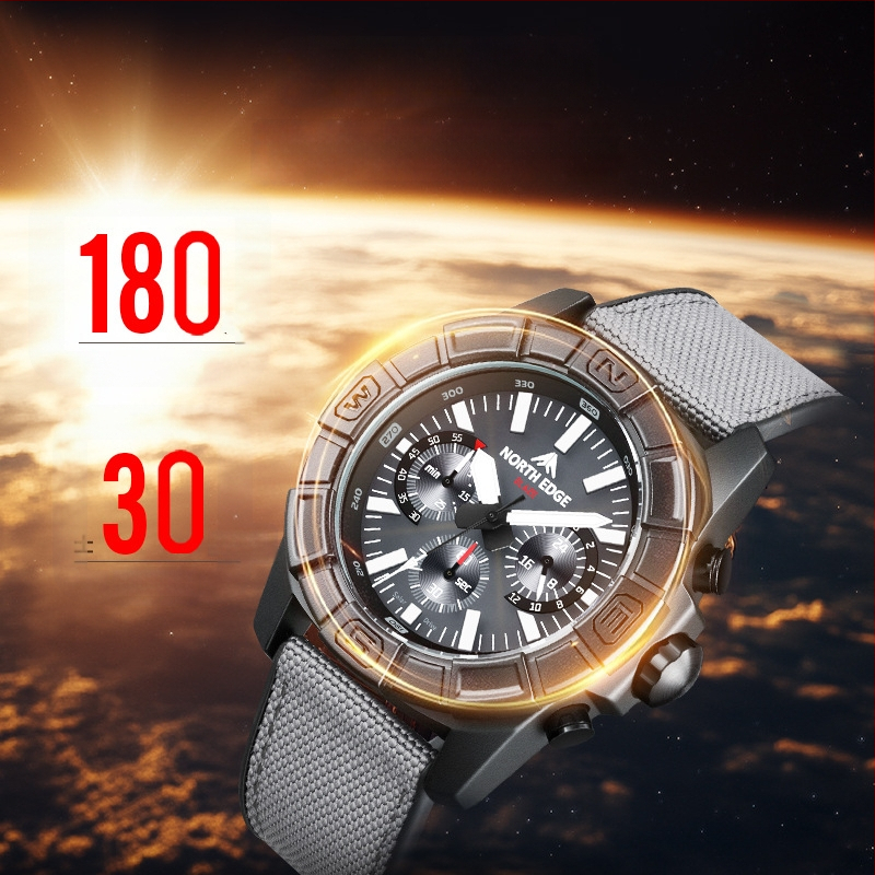 Vyrinis kvarcinis laikrodis su saulės įkrovimu, daugiafunkcinis chronografas su trimis indikatoriais, atsparus vandeniui iki 50 m, dirželis TPR+nylon